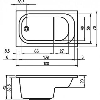 Акриловая ванна Riho Petit B149001005 120х70см белый